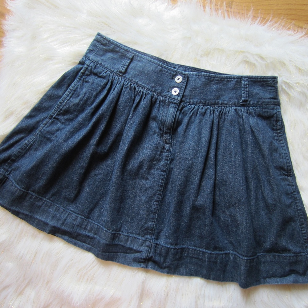LOFT Denim Pleated Skirt